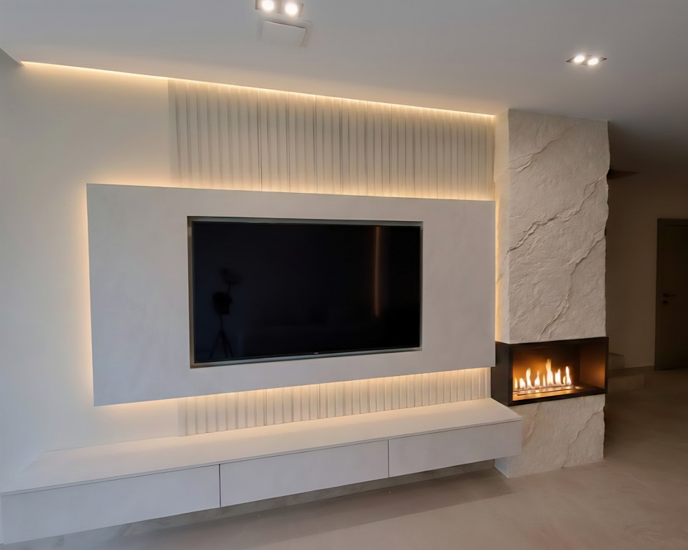 3D töredezett pala sziklafal bézs színben – modern kandalló mögötti falburkolat nappaliba, prémium lakótérbe vagy elegáns szállodai enteriőrbe, kézzel formált kivitelben